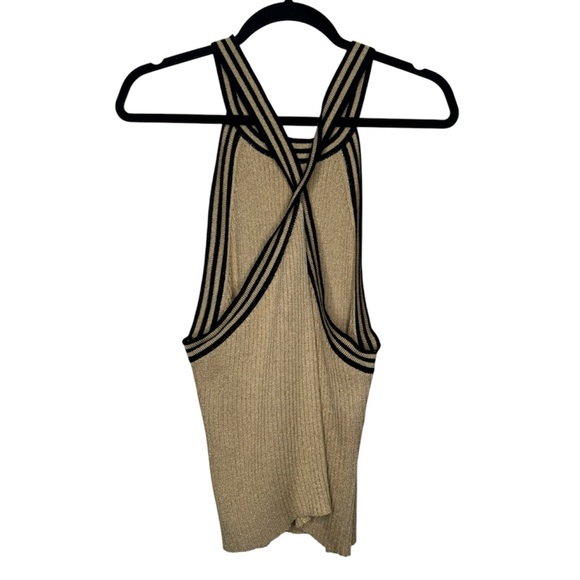 St. John sport rib knit sleeveless key crossover back top blouse cocktail luxury - Picture 4 of 5